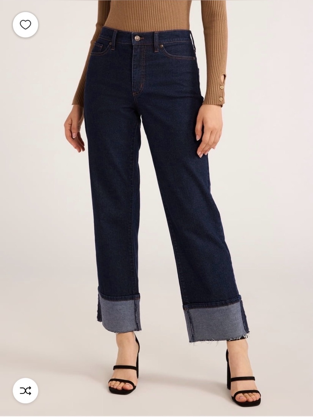 Scoop Dark Wash Cuffed Ankle Jeans
